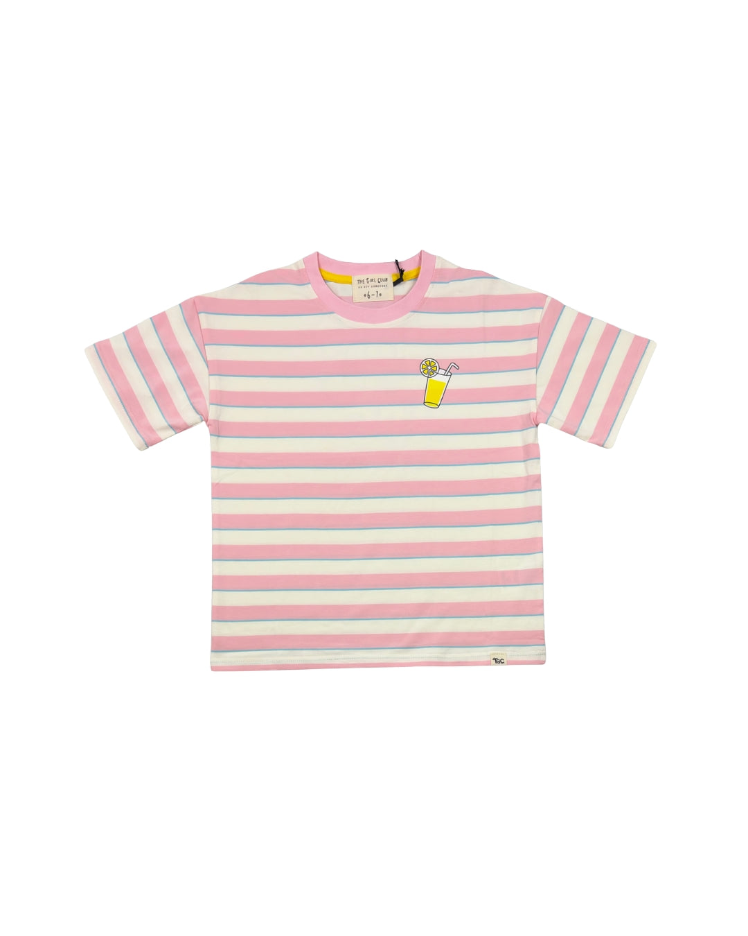 The Girl Club Pink Stripe Lemonade Boxy Tee
