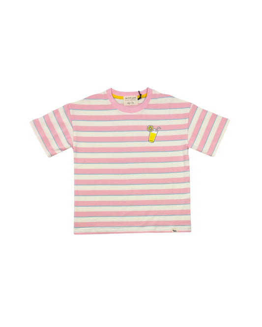 The Girl Club Pink Stripe Lemonade Boxy Tee
