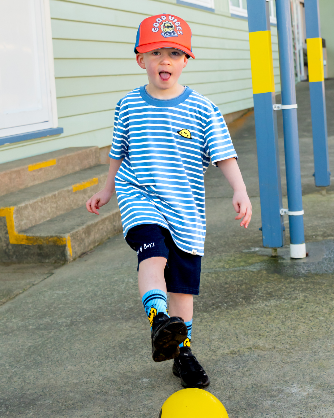 Band of Boys Blue Striped Smile Tee