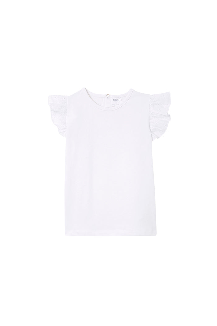 Milky White Broderie Frill Baby Tee