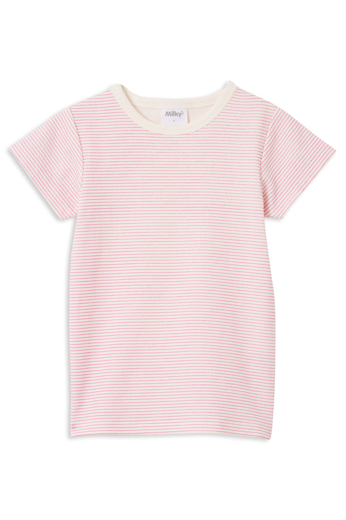 Milky Pink Stripe Rib Tee