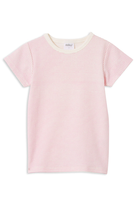 Milky Pink Stripe Rib Tee