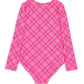 Milky Plaid Check Long Sleeve Swimsuit
