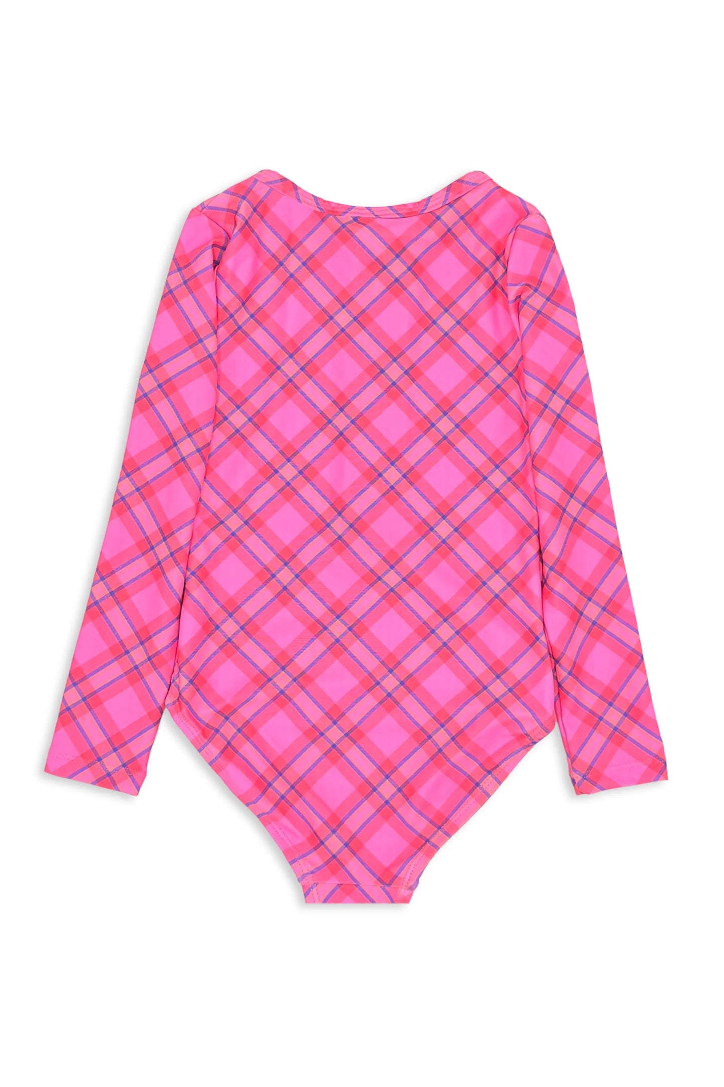 Milky Plaid Check Long Sleeve Swimsuit