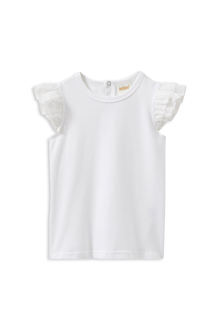 Milky White Broderie Frill Tee