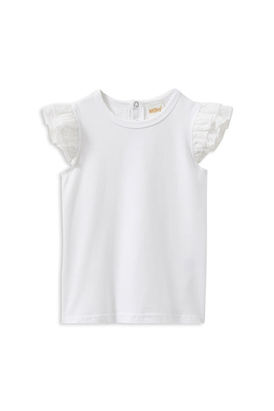 Milky White Broderie Frill Tee