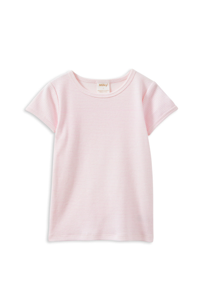 Milky Pink Stripe Rib Tee