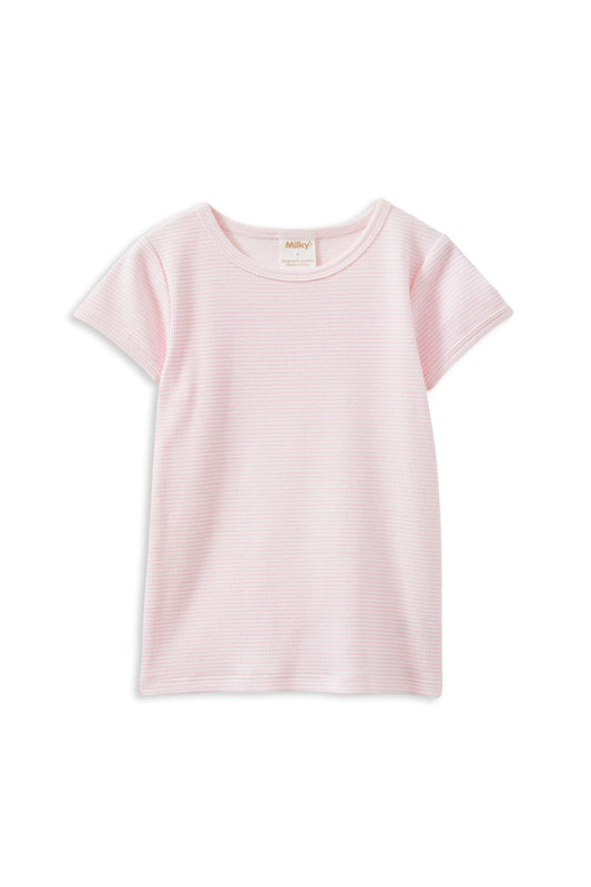 Milky Pink Stripe Rib Tee