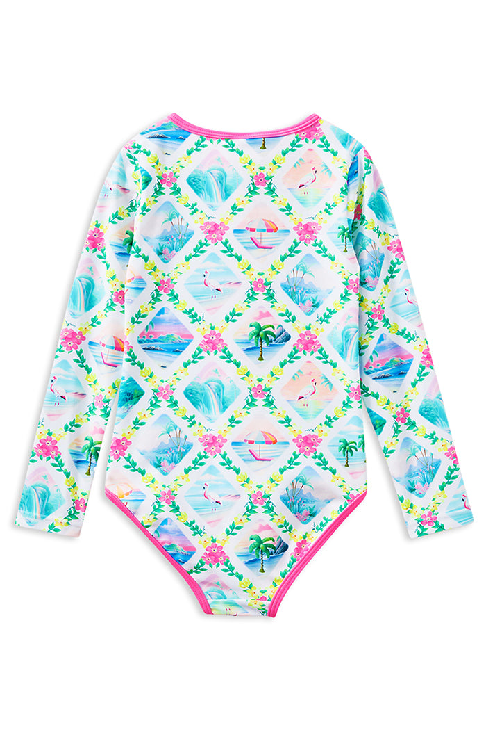 Milky Aloha Long Sleeve Swimsuit