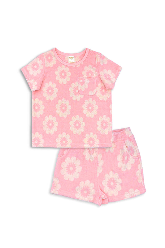 Milky Floral Terry Towelling Set