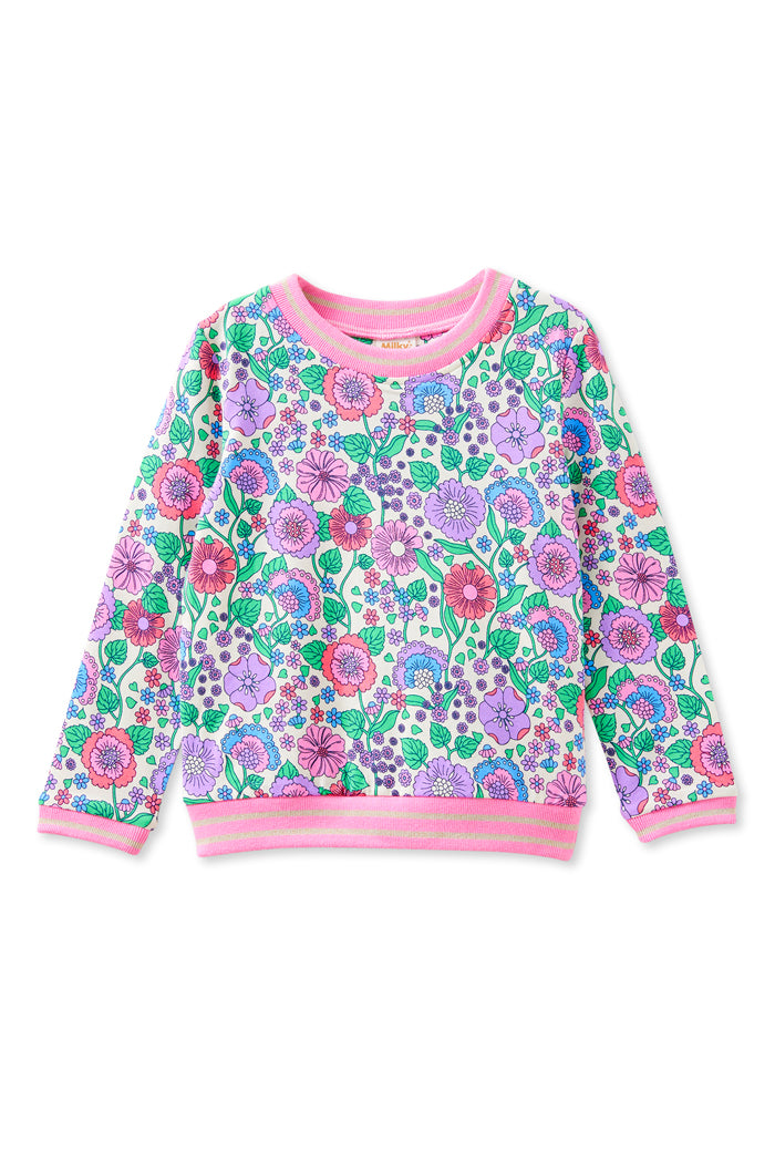Milky Confetti Garden Long Sleeve Top Off White