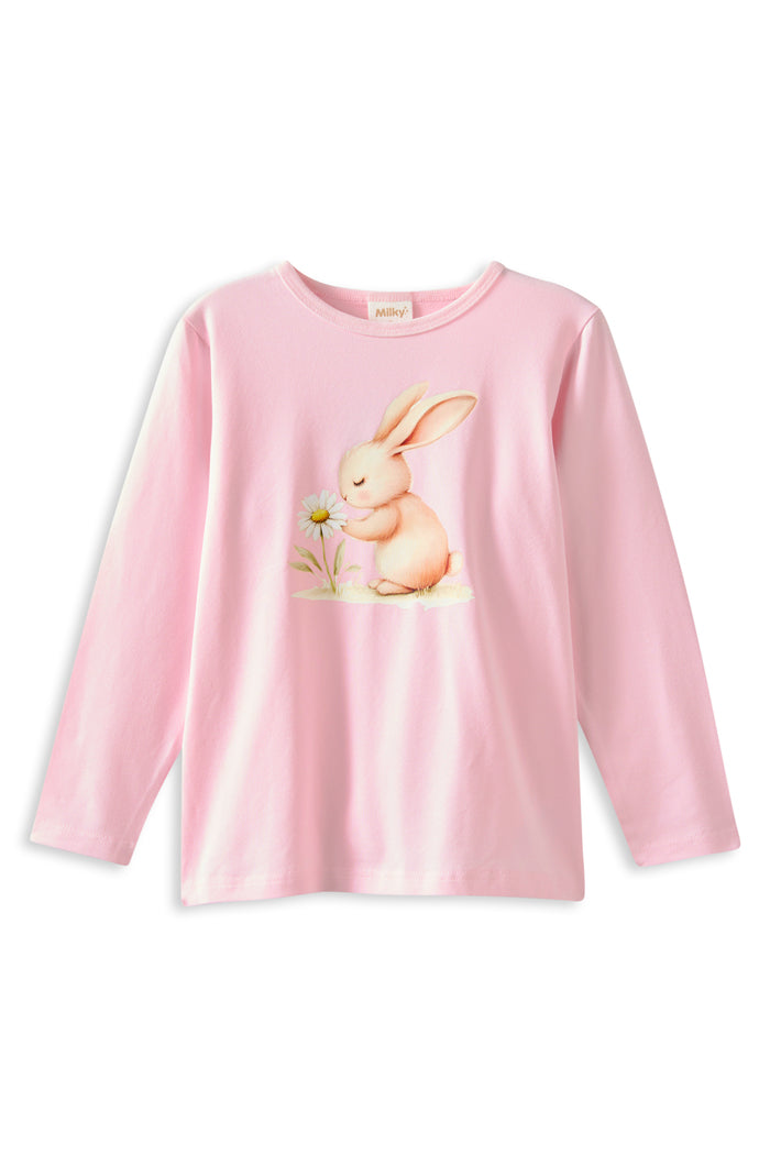 Milky Meadow Bunny Long Sleeve Tee Blush Pink