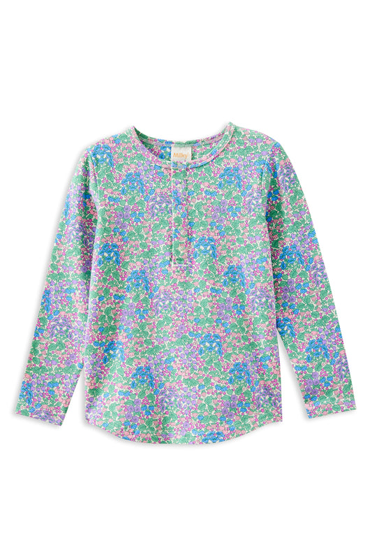 Milky Forget Me Not Henley Long Sleeve Tee Floral