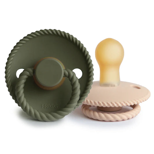 Frigg Rope Natural Rubber Pacifiers Croissant | Olive
