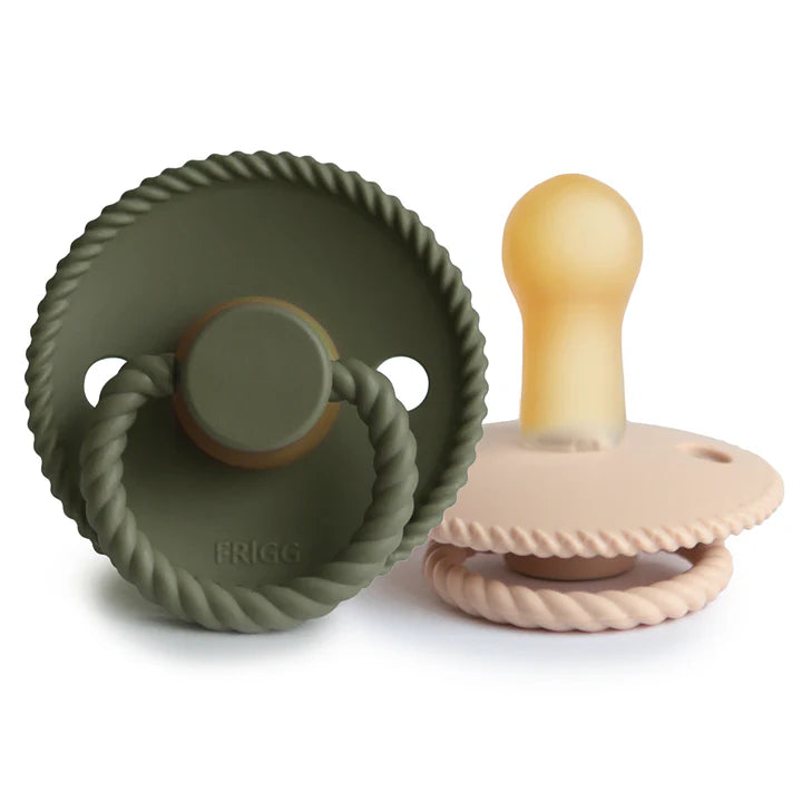 Frigg Rope Natural Rubber Pacifiers Croissant | Olive