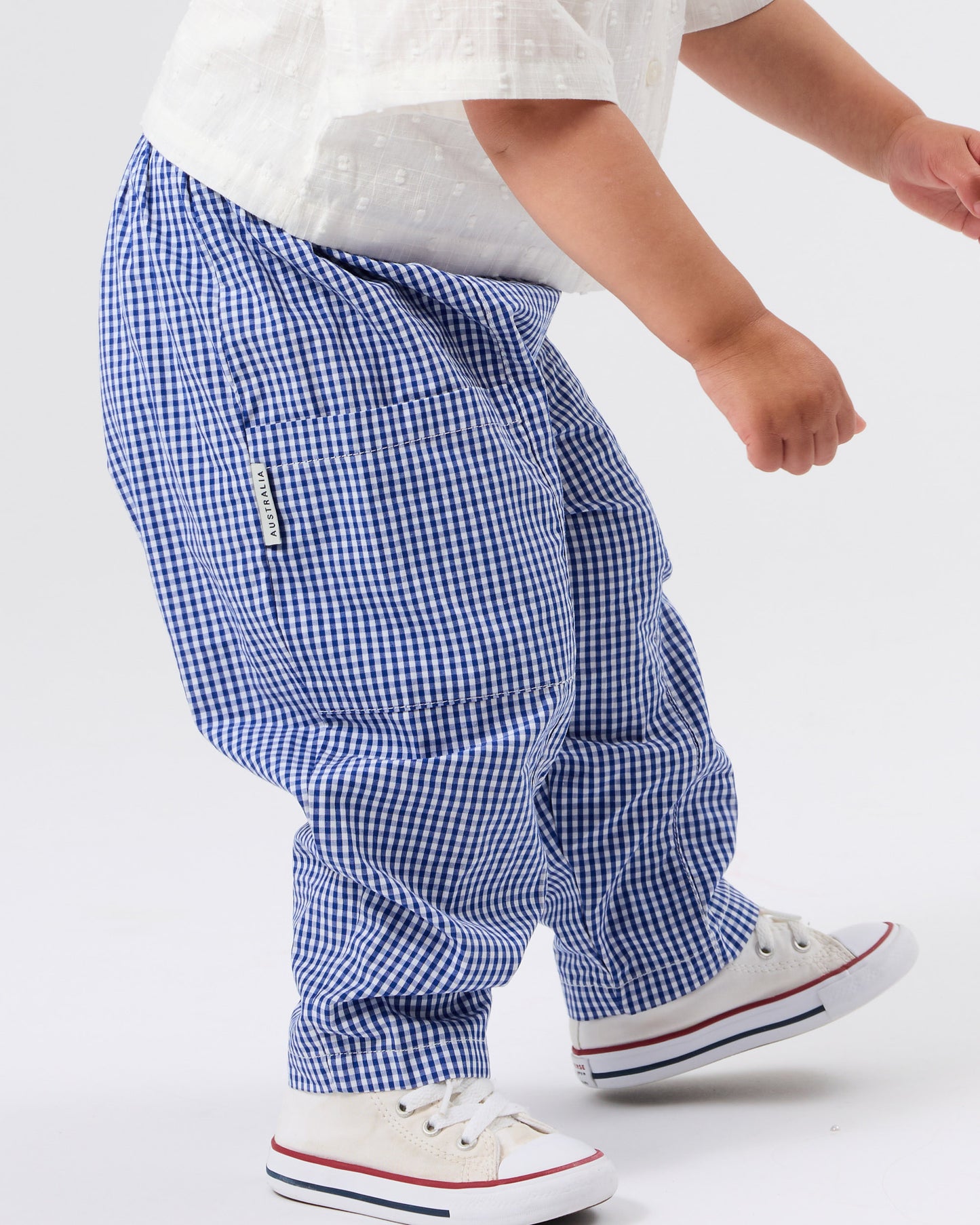 Goldie + Ace Lightweight Check Kit Pocket Pant Blue
