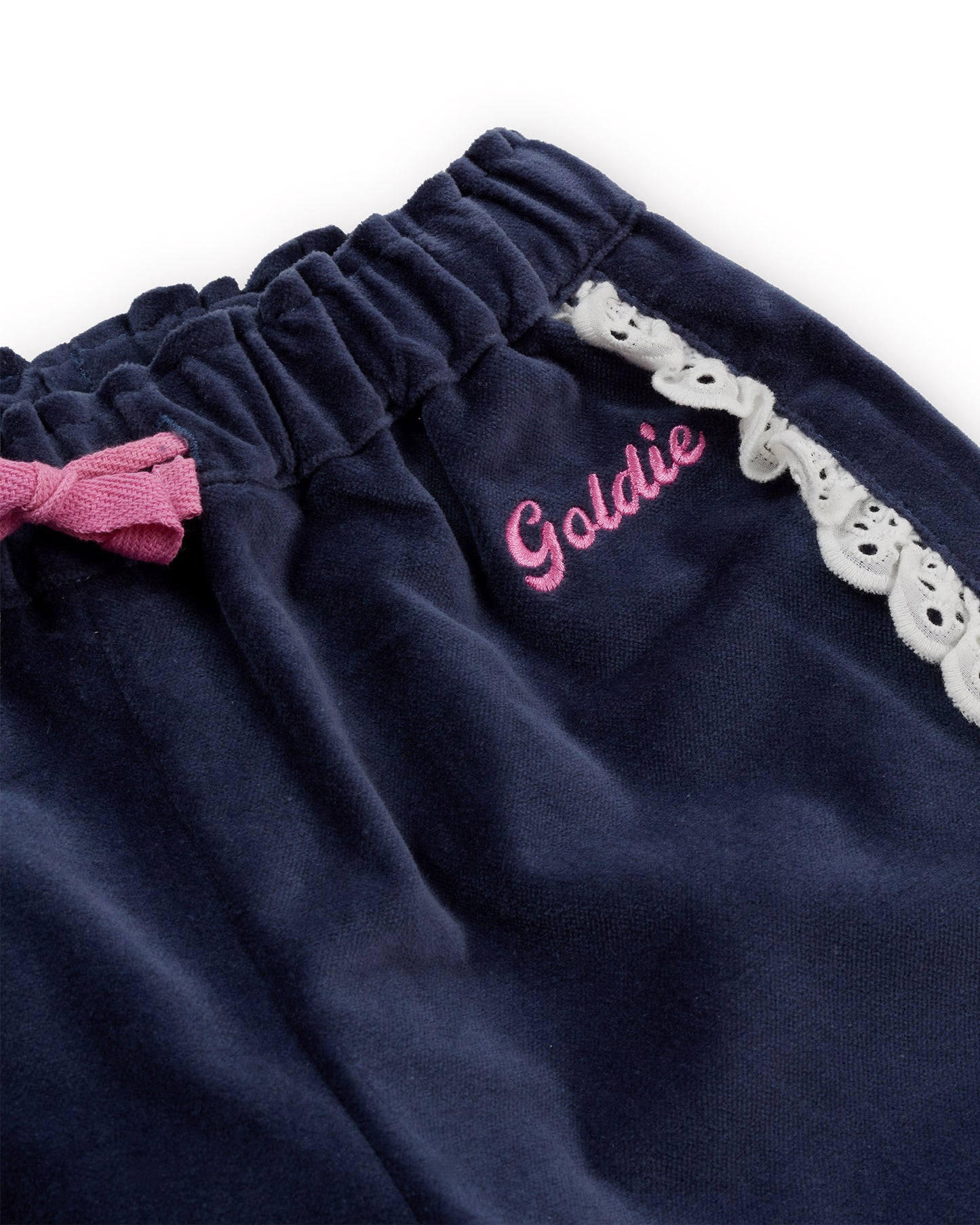 Goldie + Ace Velour Broderie Wide Leg Pant Navy