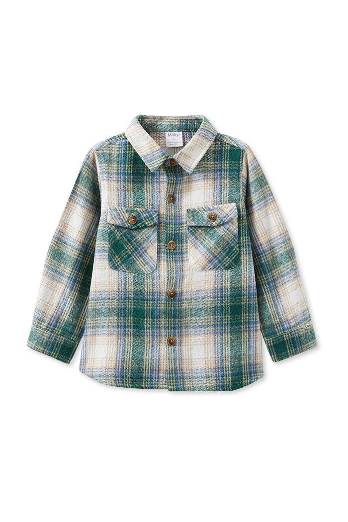 Milky Green Blue Check Overshirt