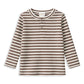 Milky Latte Stripe Henley Long Sleeve Tee