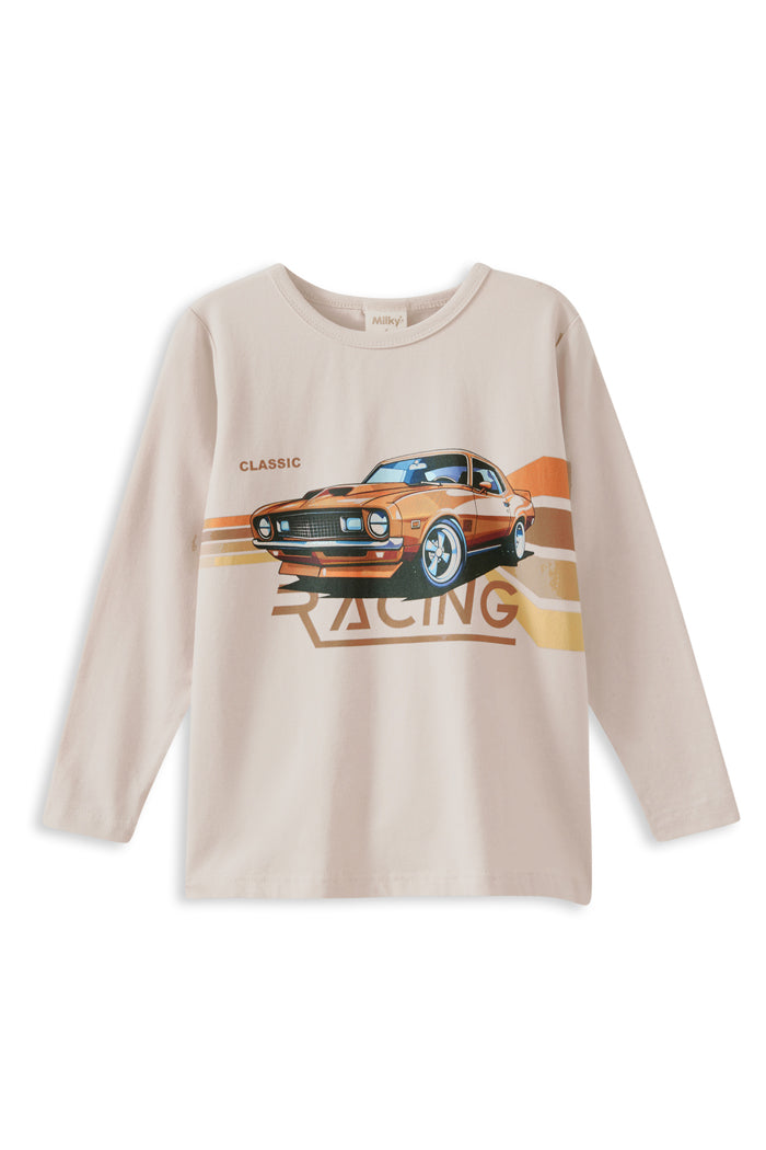 Milky Retro Racer Long Sleeve Tee Off White