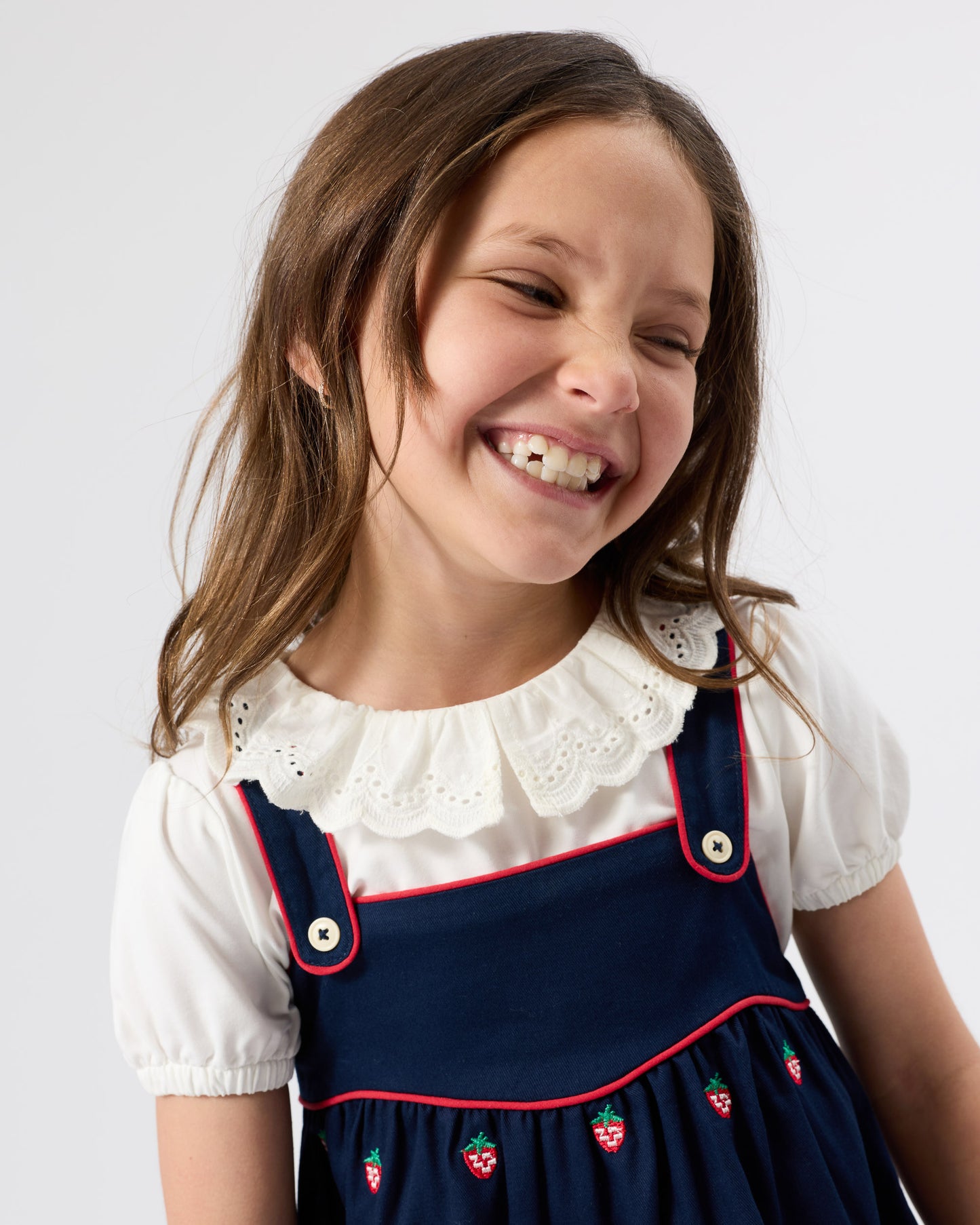 Goldie + Ace Mini Strawberry Embroidered Dress