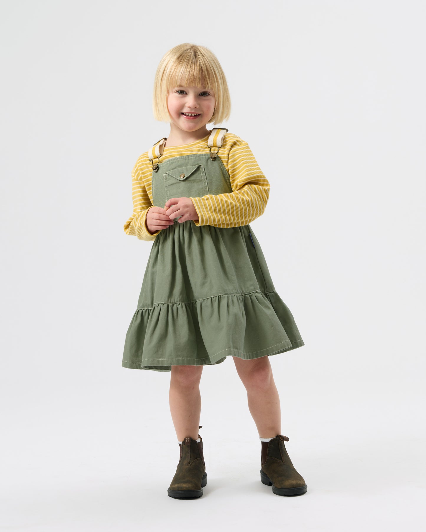 Goldie + Ace Essential Stripe Rib Long Sleeve Top Yellow