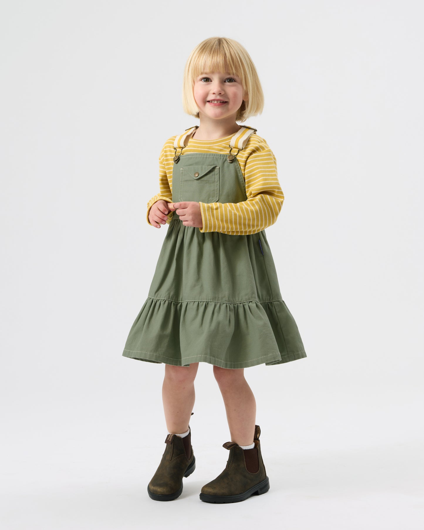Goldie + Ace Essential Stripe Rib Long Sleeve Top Yellow
