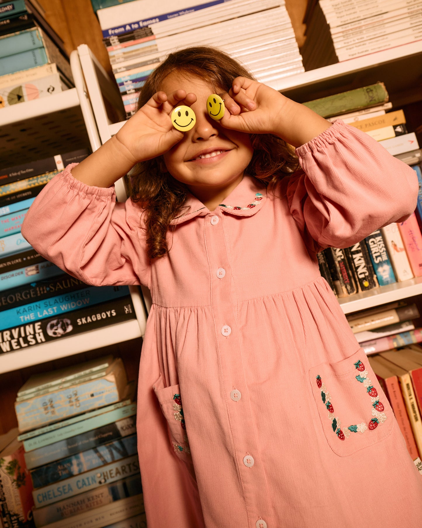 Goldie + Ace Wild Strawberry Corduroy Collar Dress Pink
