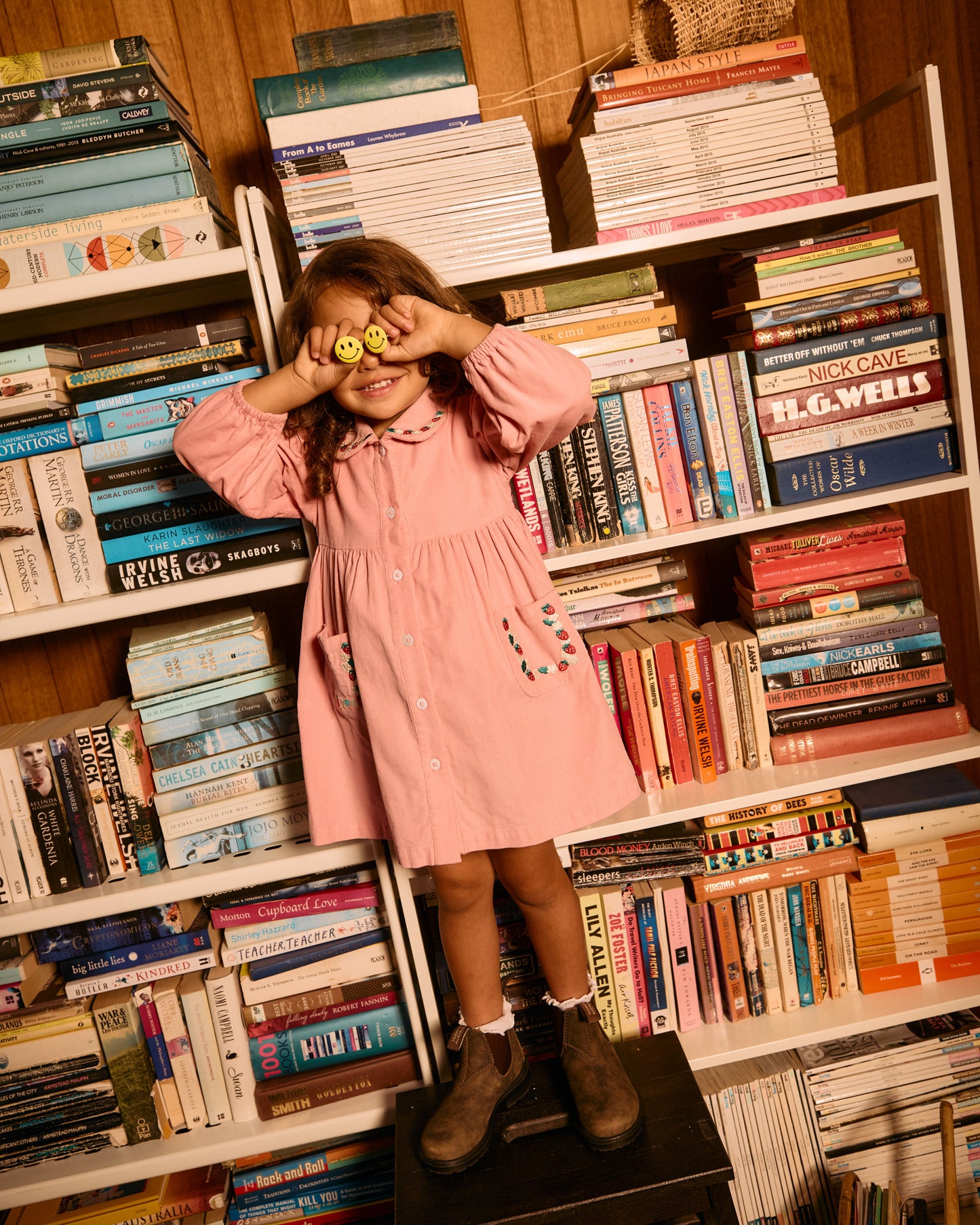 Goldie + Ace Wild Strawberry Corduroy Collar Dress Pink