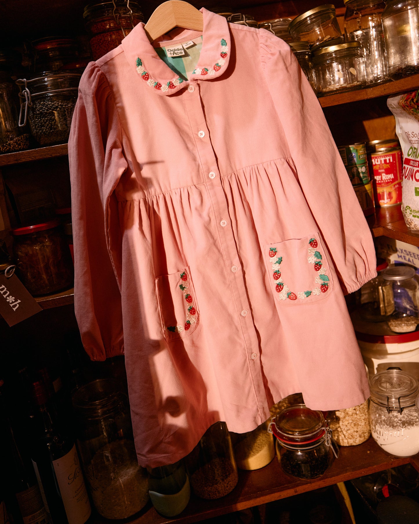 Goldie + Ace Wild Strawberry Corduroy Collar Dress Pink