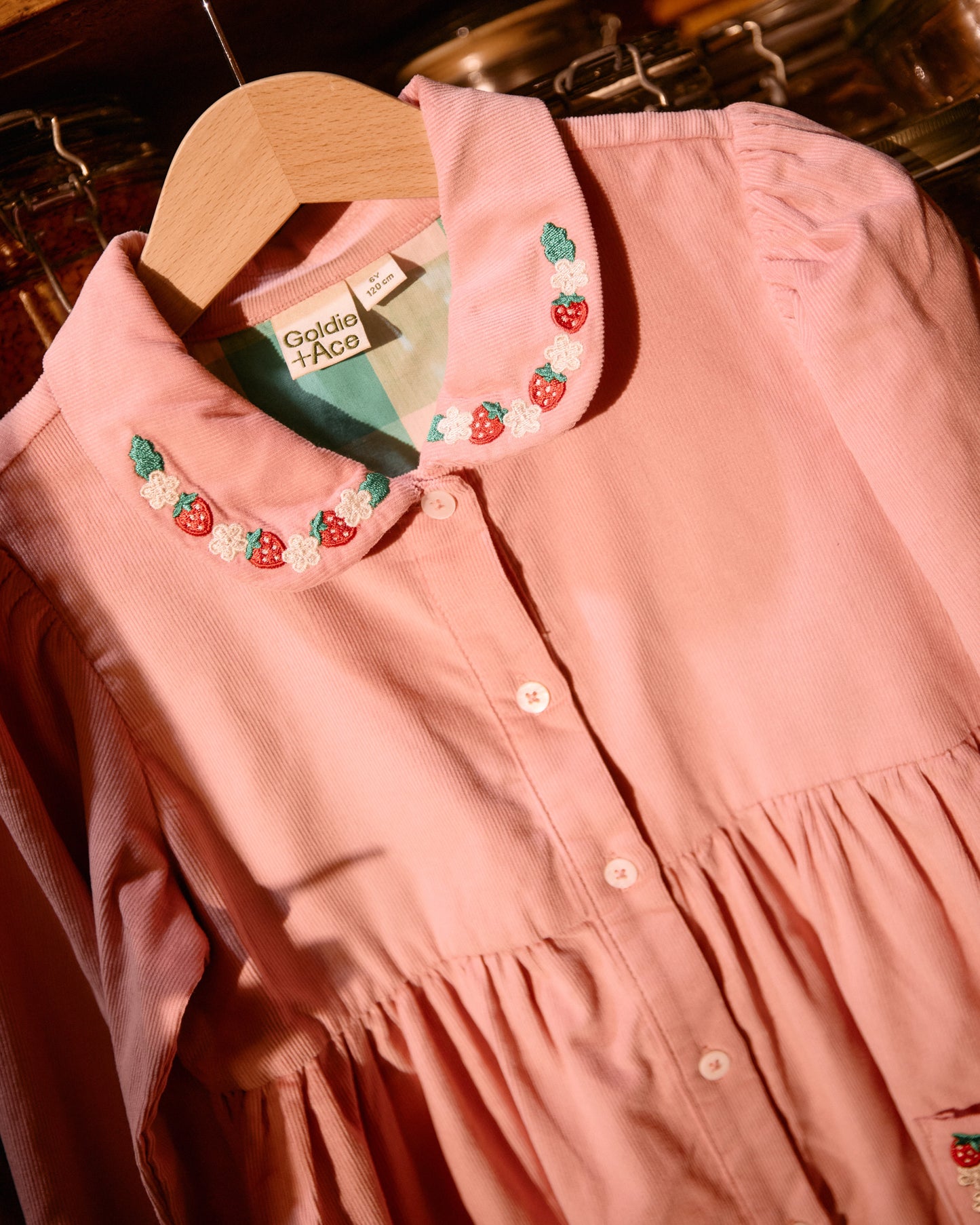 Goldie + Ace Wild Strawberry Corduroy Collar Dress Pink