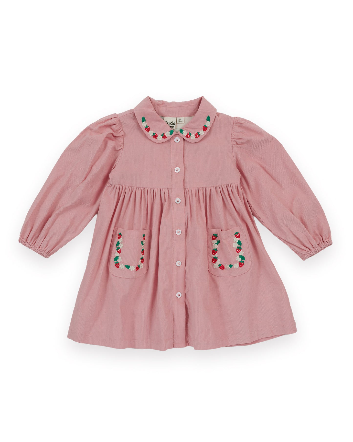 Goldie + Ace Wild Strawberry Corduroy Collar Dress Pink