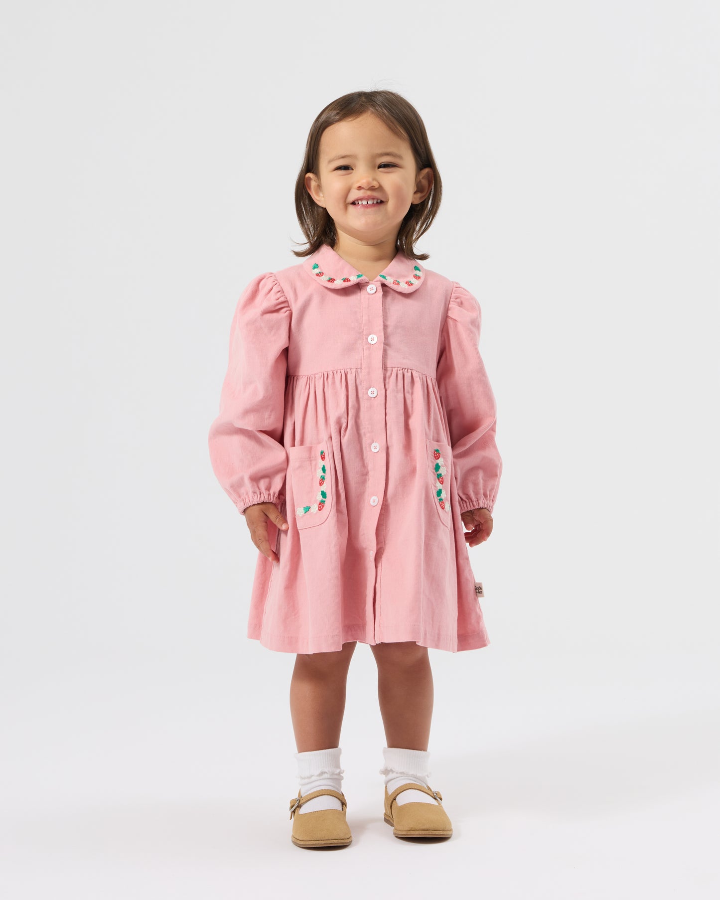 Goldie + Ace Wild Strawberry Corduroy Collar Dress Pink