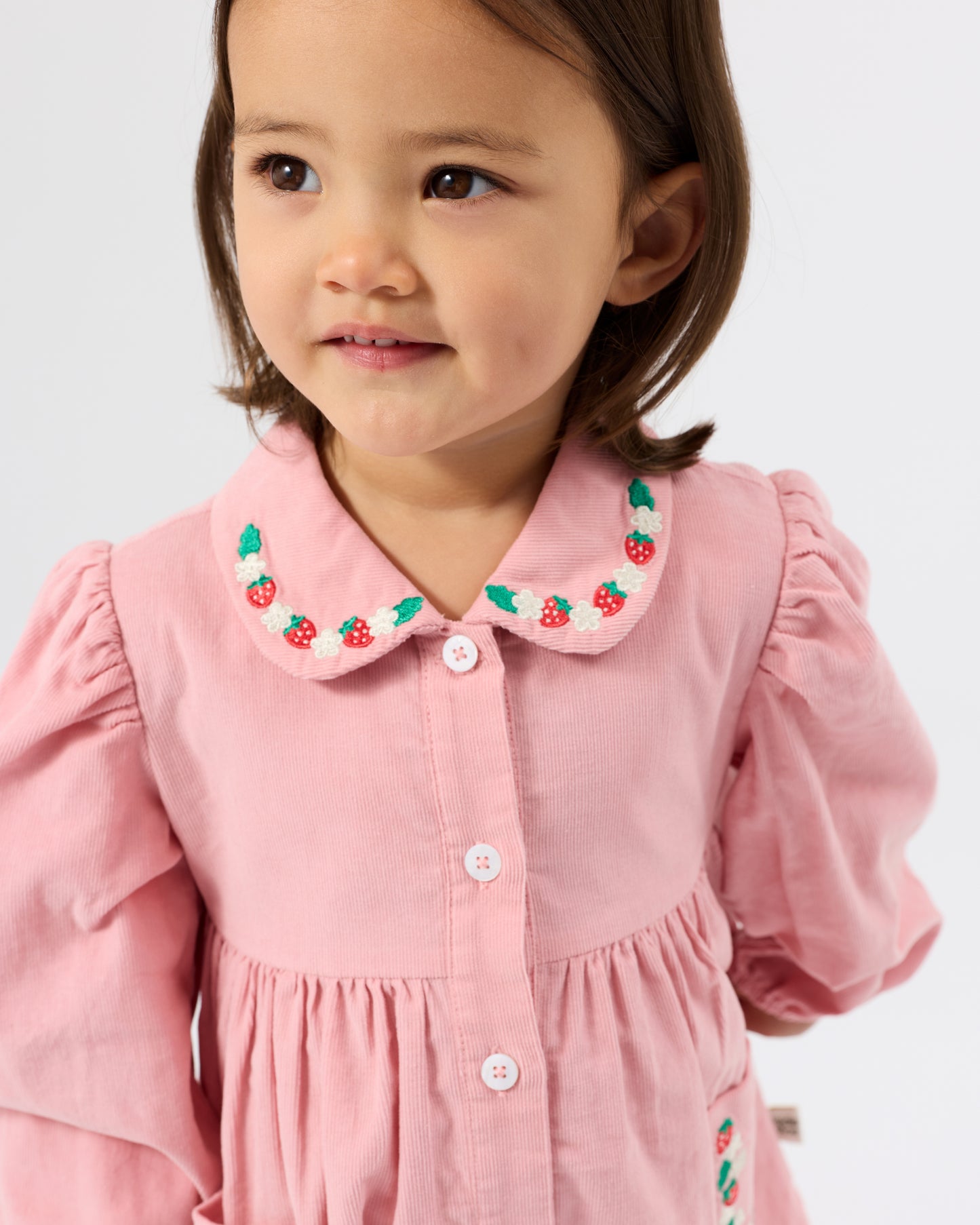 Goldie + Ace Wild Strawberry Corduroy Collar Dress Pink