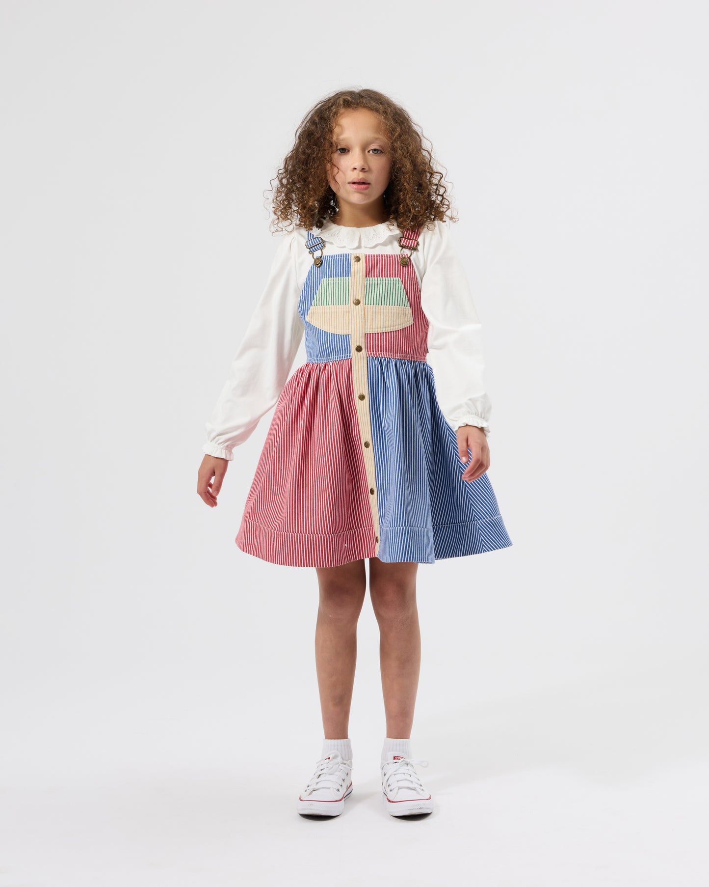 Goldie + Ace Patchwork Stripe Heidi Pinafore Dress