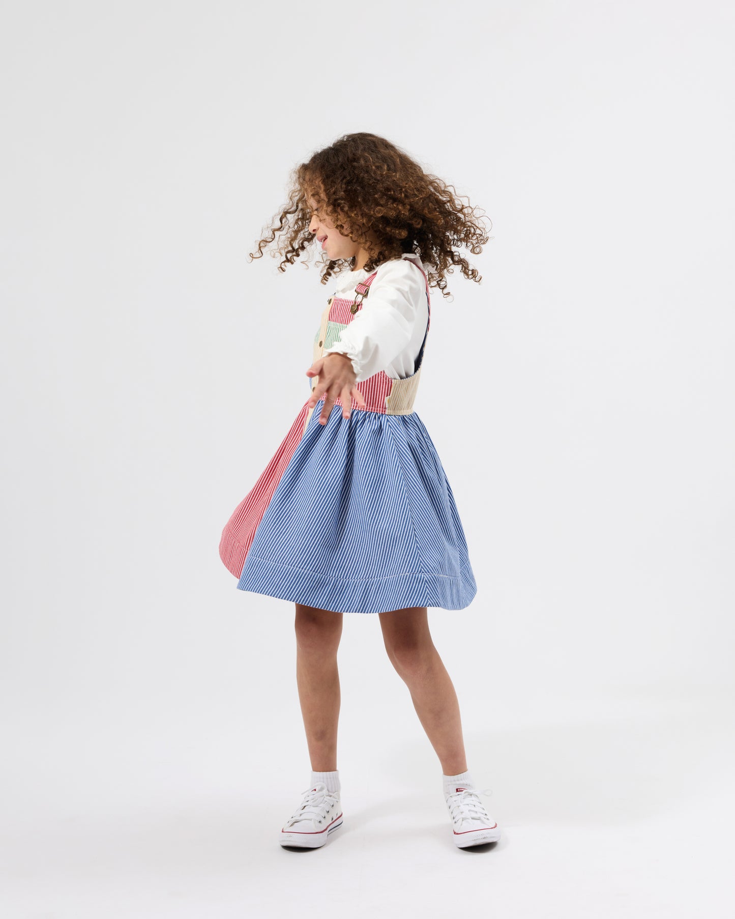 Goldie + Ace Patchwork Stripe Heidi Pinafore Dress