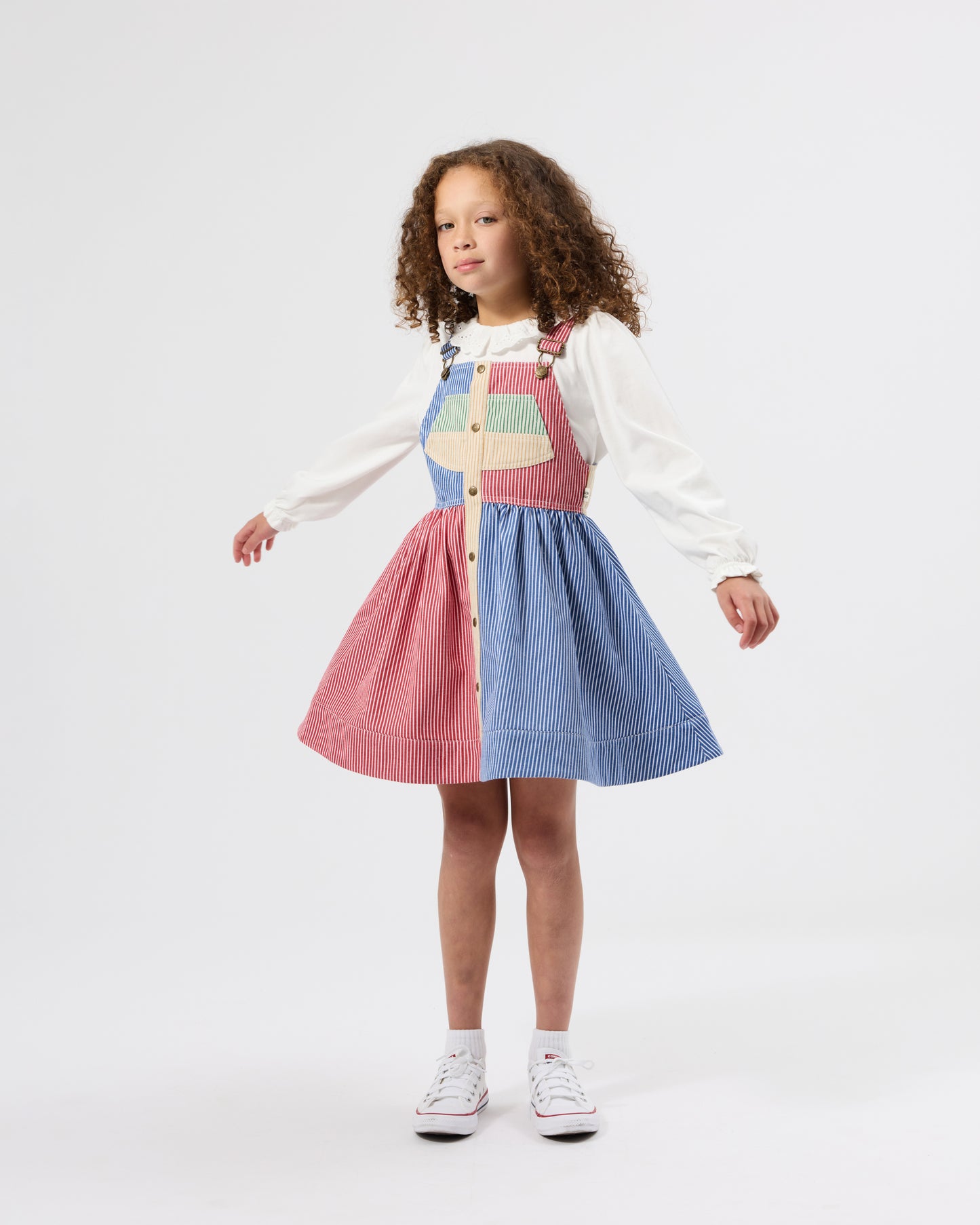 Goldie + Ace Patchwork Stripe Heidi Pinafore Dress