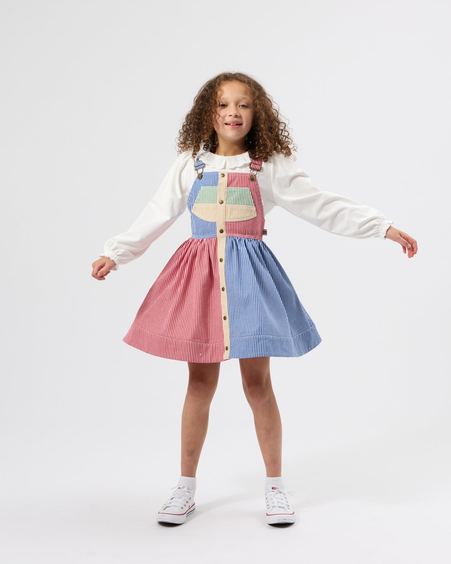 Goldie + Ace Patchwork Stripe Heidi Pinafore Dress