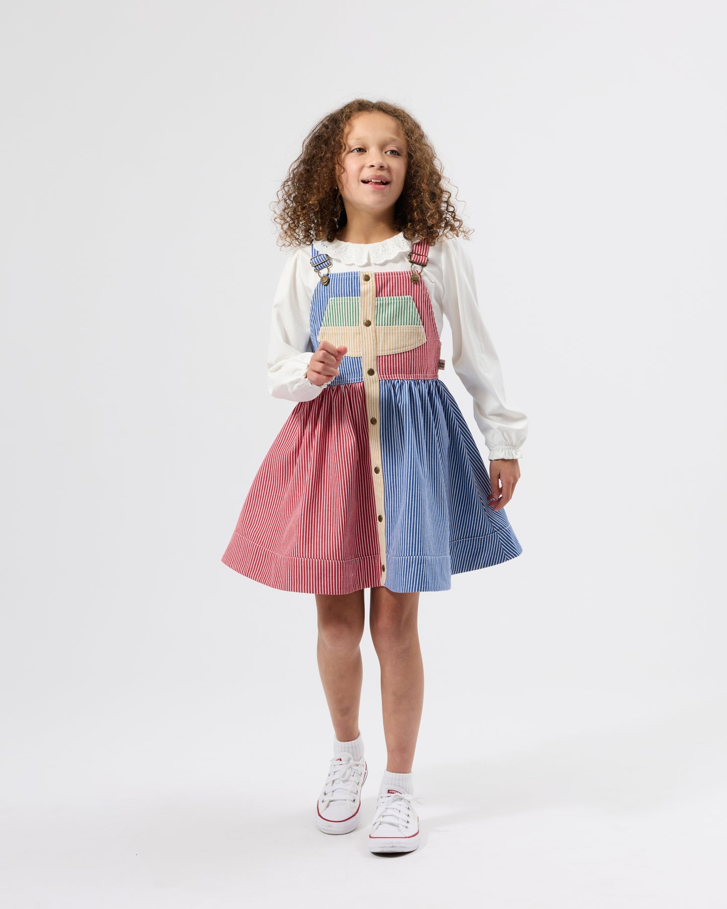 Goldie + Ace Patchwork Stripe Heidi Pinafore Dress