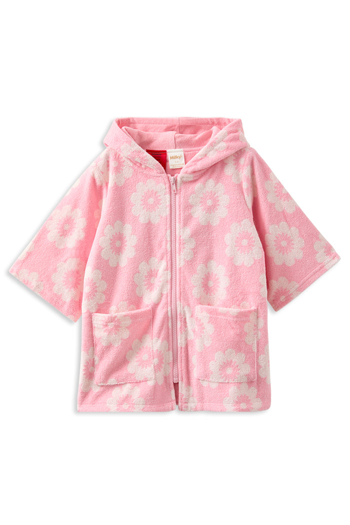 Milky Floral Terry Towelling Cover Up