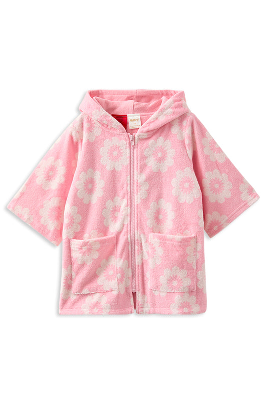 Milky Floral Terry Towelling Cover Up