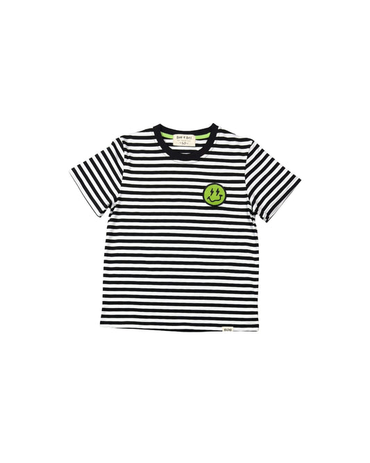 Band of Boys Black Striped Smiley Tee