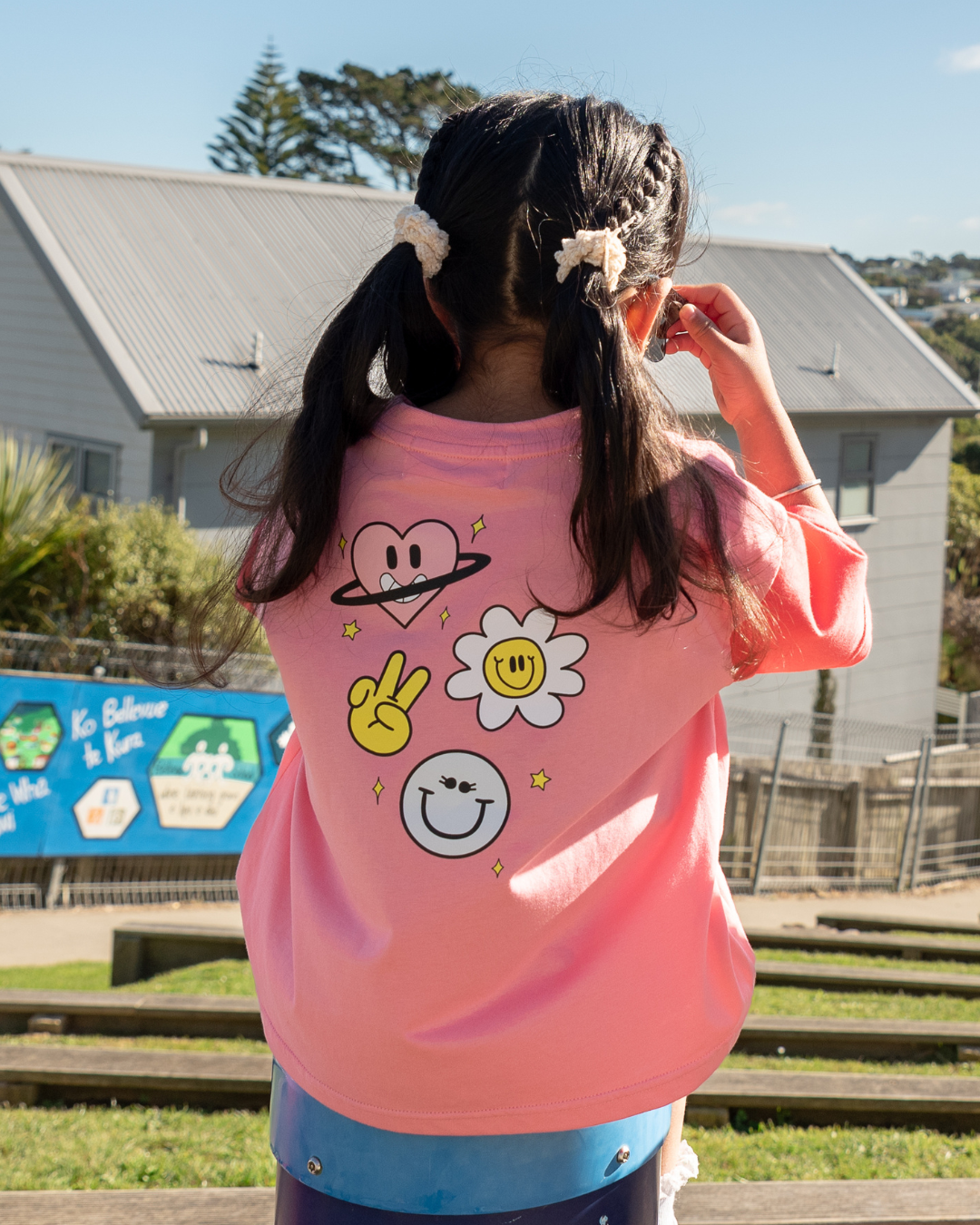 The Girl Club Coral Happy Icons Tee