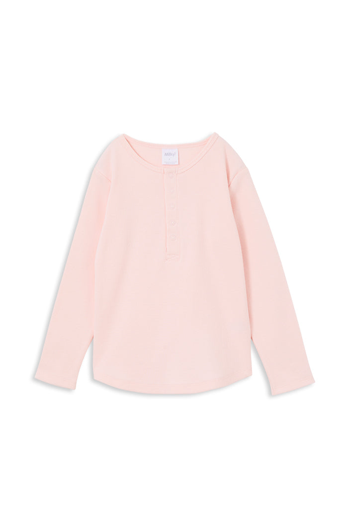 Milky Powder Pink Rib Henley