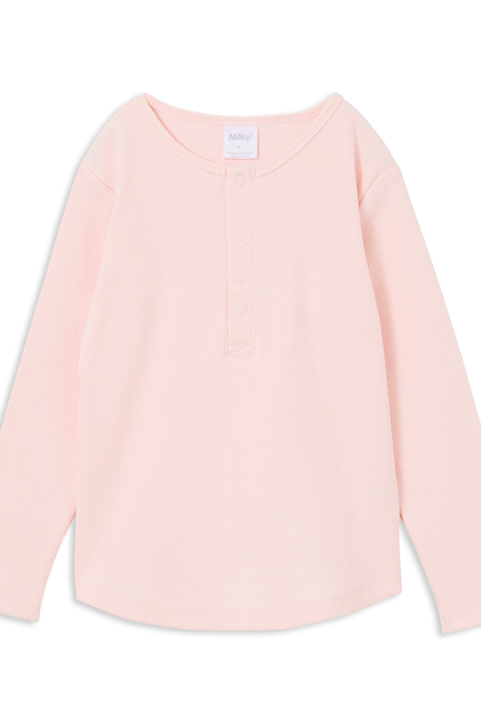 Milky Powder Pink Rib Henley