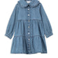 Milky Denim Tiered Collared Dress