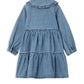 Milky Denim Tiered Collared Dress