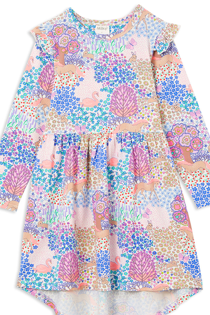 Milky Patchwork Hi Lo Dress