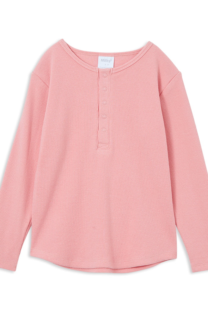 Milky Rose Rib Henley