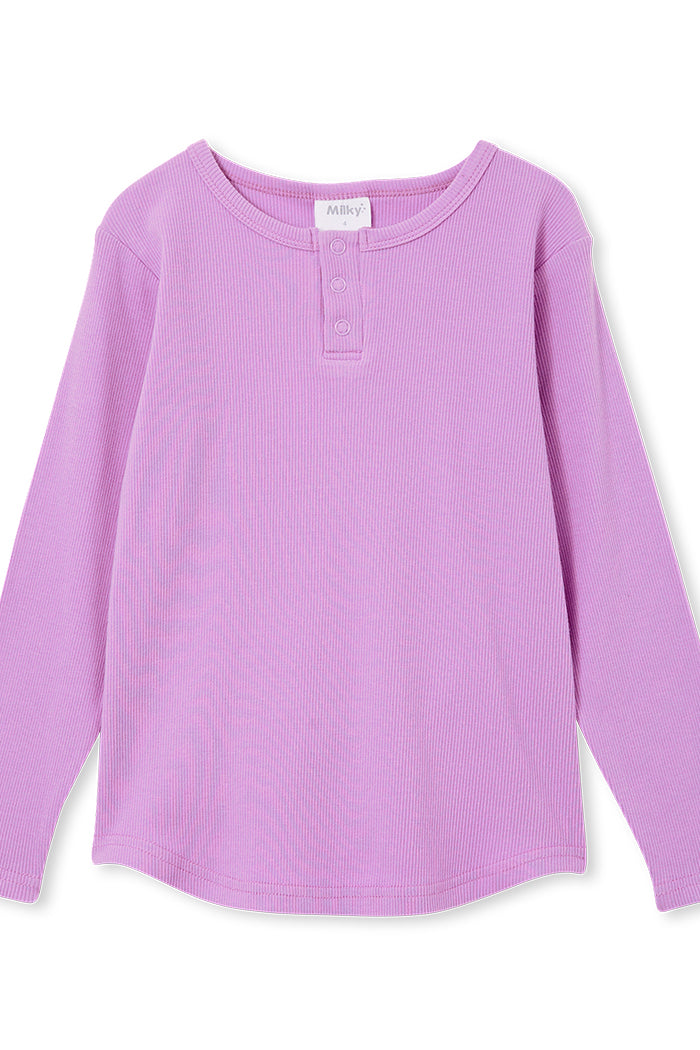 Milky Violet Rib Henley